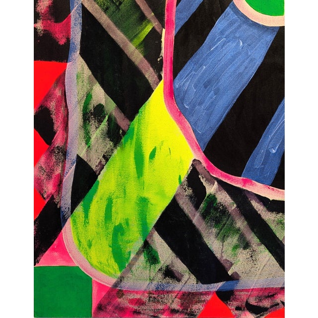 Textile Max Manning “Untitled (CVS133)” Large Contemporary Colorful Neon Geometric Abstract Painting, 2019 For Sale - Image 7 of 10
