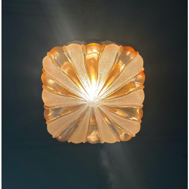 Metal Mid-Century Modern German Glass Flush Mounts by Wila Leuchten, 1970s, Set of 2 For Sale - Image 7 of 15