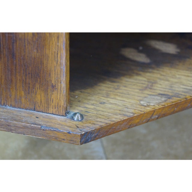 Antique Quartersawn Oak Mirrored Corner Medicine Cabinet Cupboard 20" For Sale - Image 16 of 17