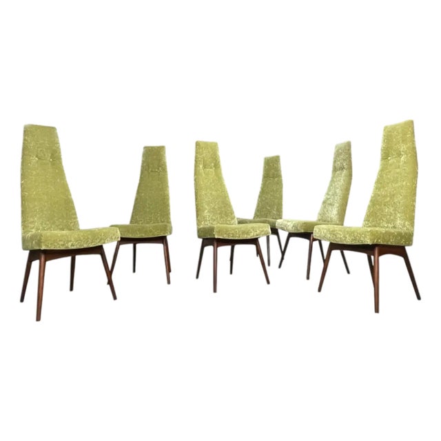 6 Green High Back 2051 C Dining Chairs by Adrian Pearsall for Craft Associates For Sale