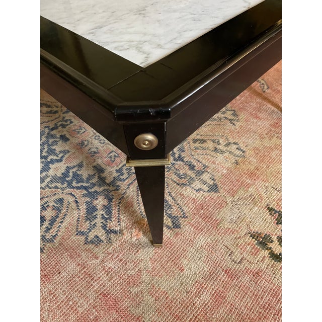 Maison Jansen Black Lacquered Coffee Table With Carrera Marble Inset ...