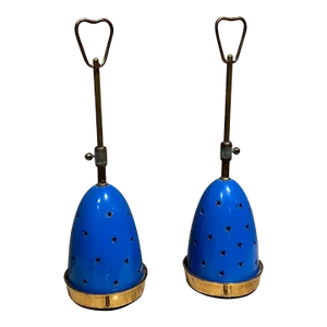 1950s Angelo Lelii Italian Blue Stelline Table Lamps Arredoluce