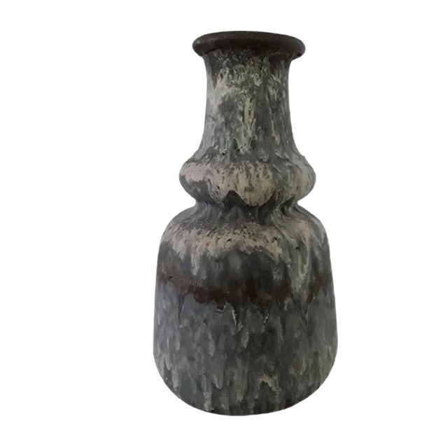 Vintage German Fat Lava Style Vase in Blue, Gray, Brown & Beige Ceramic, 1970s For Sale