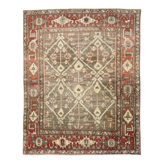 20th Century Antique Zabihi Collection Persian Heriz Rug - 4'4" x 5'7" For Sale