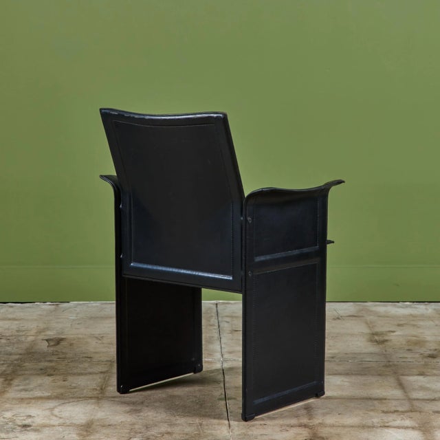 Matteo Grassi Black Leather Arm Chair For Sale - Image 9 of 12