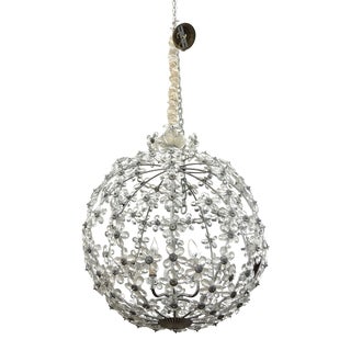 1950s Maison Bagués Style Crystal Ball Chandelier Italian Made For Sale