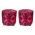 Vintage Modern Fuchsia and Black Moroccan Round Upholstered Stools For Sale