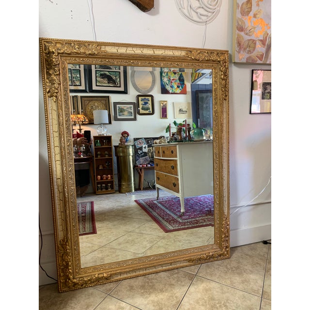 Mid 20th Century Vintage Hollywood Regency Gold Gilt Full-Length Wall Mirror For Sale - Image 5 of 8