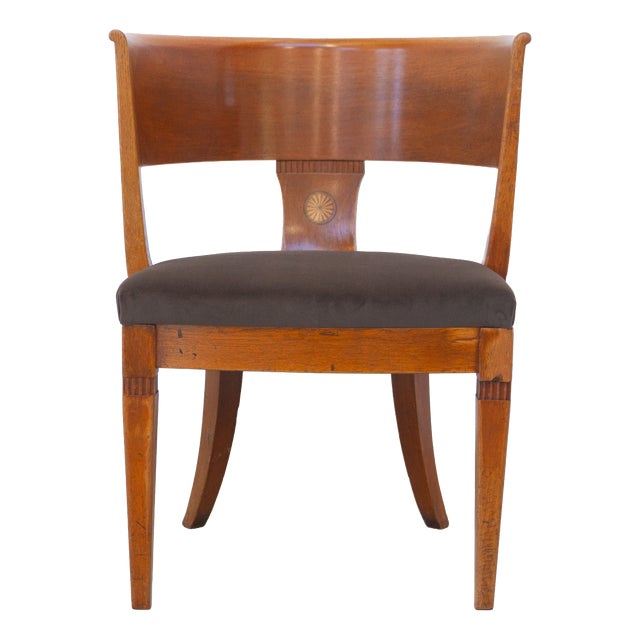 Antique Danish Round Back Oak Chair, 1920s For Sale