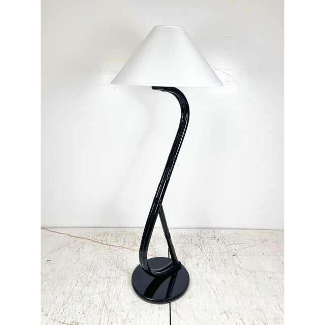 Mid Century S Curved Rattan Floor Lamp For Sale - Image 4 of 11