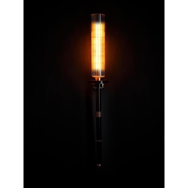 Gold Torca I Wall Lamp in Brass with Aluminum and Fluted Glass by Marine Breynaert For Sale - Image 8 of 12