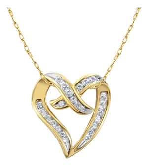 Diamond Floating Heart Pendant .50cttw 14k Yellow Gold 16"