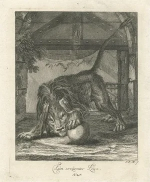 Ridinger, Angry Lion, 1738, Print
