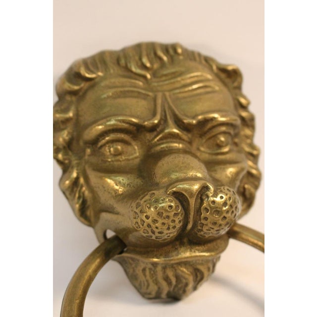 Vintage Door Knocker Lion Head in Brass, 1950s For Sale - Image 16 of 18