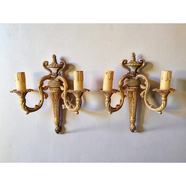 Metal Louis XVI Gilt Bronze Wall Sconces, 1890s, Set of 2 For Sale - Image 7 of 7