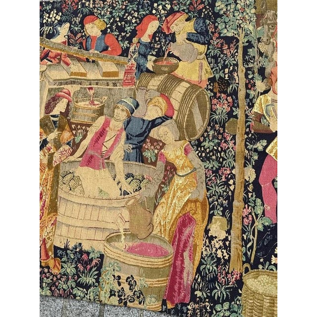 Vintage French Screen Printed by Hand Tapestry Vendanges Museum Design, 1970s For Sale - Image 4 of 18