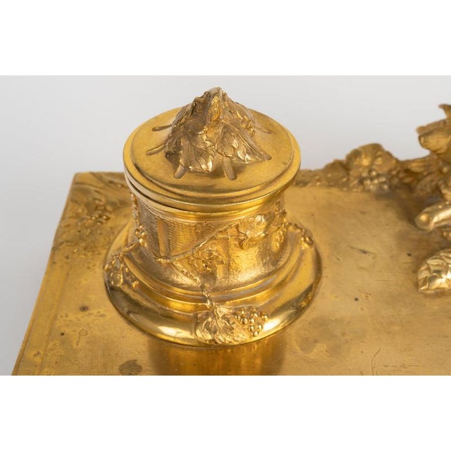 Goldenrod Gilded Bronze Inkwell by Albert Marionnet, 1800s For Sale - Image 8 of 9
