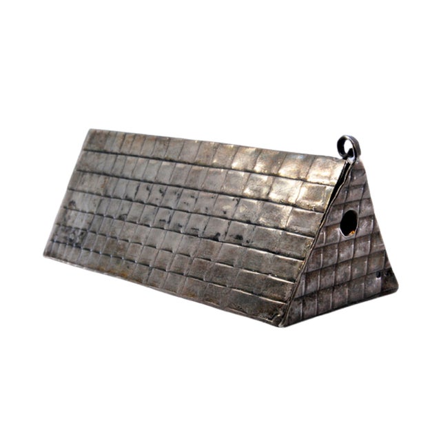 Triangular Silver Toothpick Holder with Geometric Figures and Opening in the Lid For Sale - Image 10 of 10