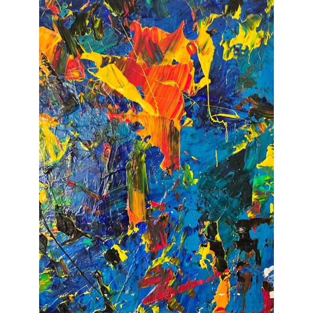 Contemporary Motivated Seller: 1990s Vintage Abstract Expressionist Acrylic Painting For Sale - Image 3 of 10
