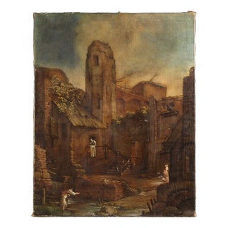 Landscape Composition, 18th Century, Oil Painting on Canvas For Sale