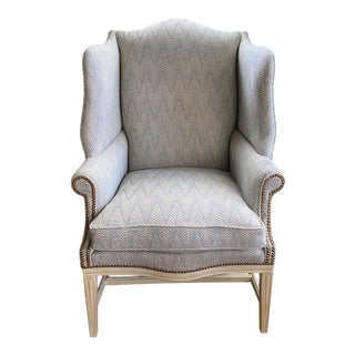 Traditional Upholstered Wingback Chair For Sale