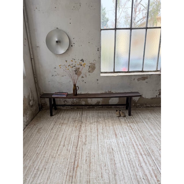 Antique Bench in Dark Patinated Pine, 1890s For Sale - Image 3 of 18