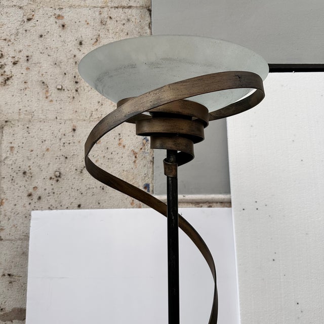Art Deco Style Floor Lamp in Marbled Glass and Iron, Italy, 1970s For Sale - Image 17 of 18