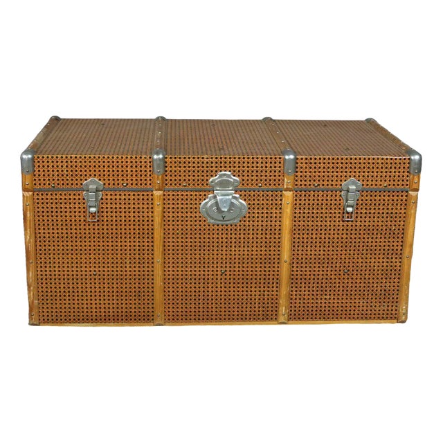 Vintage Faux Leather Trunk, 20th-Century For Sale