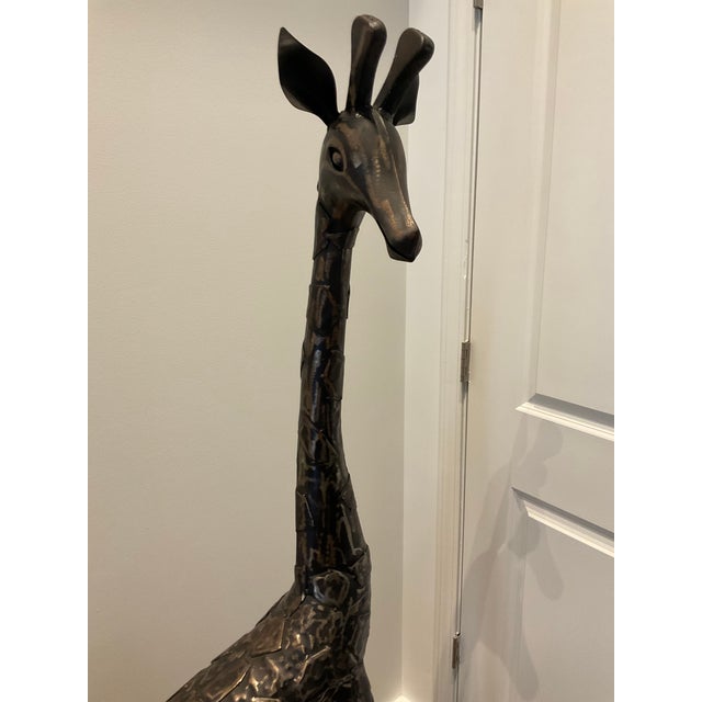 Large Brutalist Mid 20th Century Welded Metal Giraffe Sculpture – Whimsical Floor Statue, Curtis Jere Style For Sale - Image 4 of 7