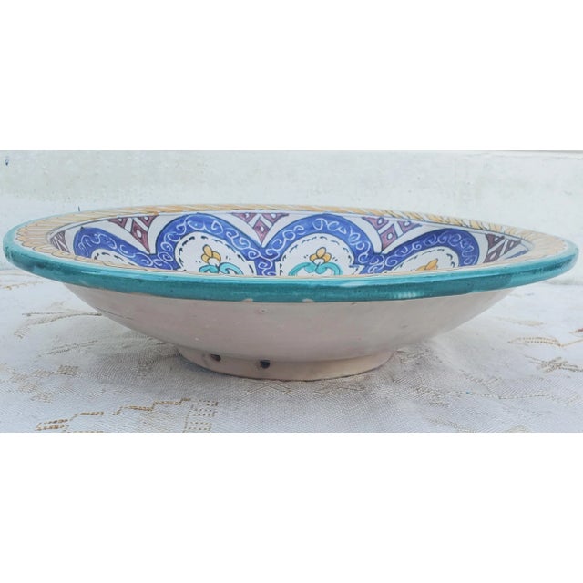 2020s Moroccan Hand Painted Pottery Plate, Multi-Color 1 For Sale - Image 5 of 6