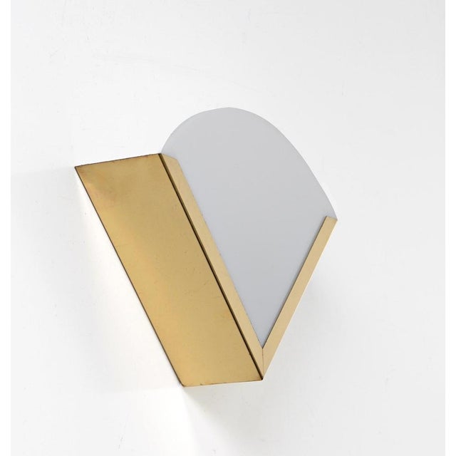 Italian Triangular Sconce in Brass and White Acrylic Glass, 1970s For Sale - Image 16 of 18