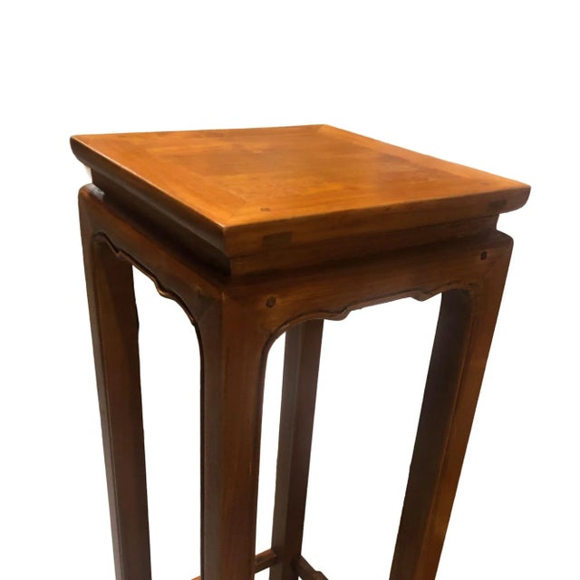 Ming Style Carved Oak Rectangular Incense Plant Stand For Sale - Image 4 of 5