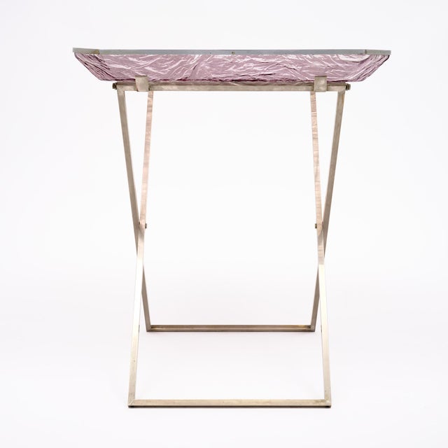 Metal French, Vintage, Purple Lucite Tray Table, Circa 1980 For Sale - Image 7 of 9