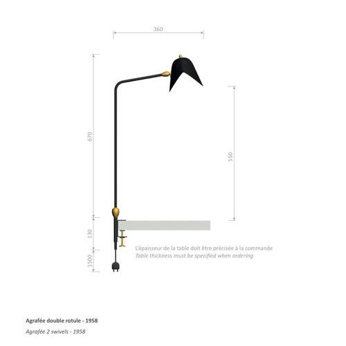 Mid-Century Modern Black 2-Swivel Stapled Table Lamp by Serge Mouille For Sale - Image 6 of 8