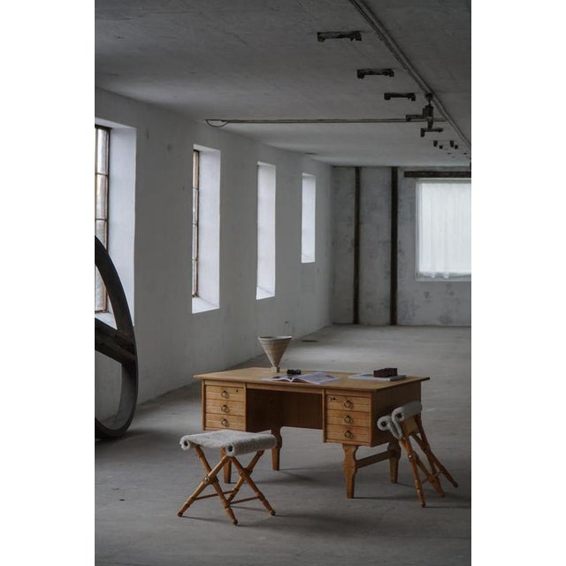 Mid-Century Modern Danish Folding Stools with Sheepskin Upholstery, 1960s, Set of 2 For Sale - Image 13 of 14