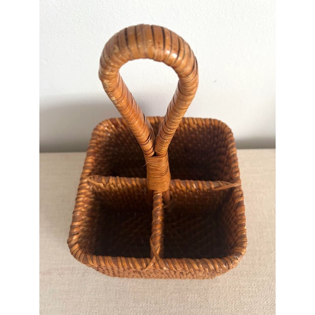 Brown Bamboo Utensil Caddy Organizer For Sale - Image 8 of 11