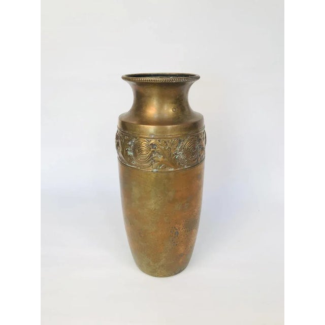 German Art Nouveau Wrought & Hammered Brass Vase from WMF, 1920s For Sale - Image 4 of 12
