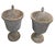 Pair of Neoclassical Style Basketweave Lead Garden Urns With Finial Lids For Sale In West Palm - Image 6 of 10