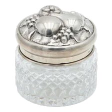Cut Glass Compote with Silver Lid For Sale