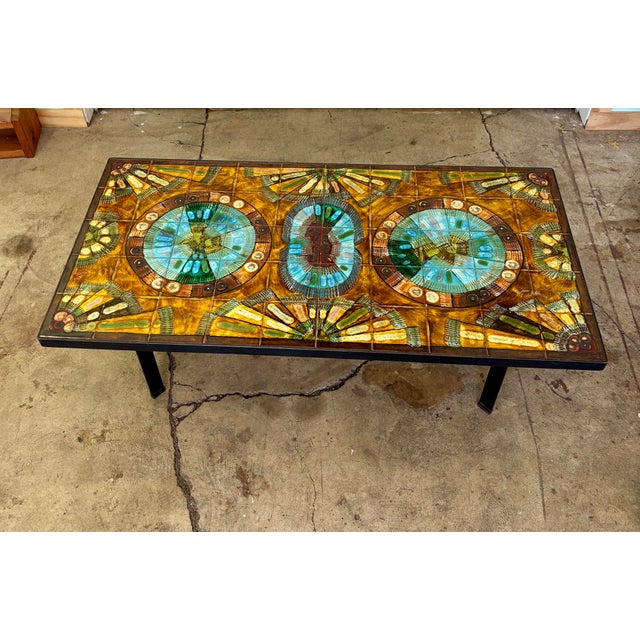 Vintage XL Coffee Table by Knud Michel With Metal Frame and Tiles For Sale - Image 4 of 12