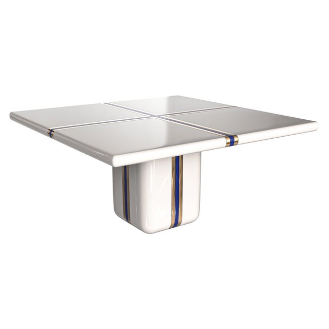 "Armonia" Table With Stainless Steel and Bronze Details, Handmade For Sale - Image 4 of 9