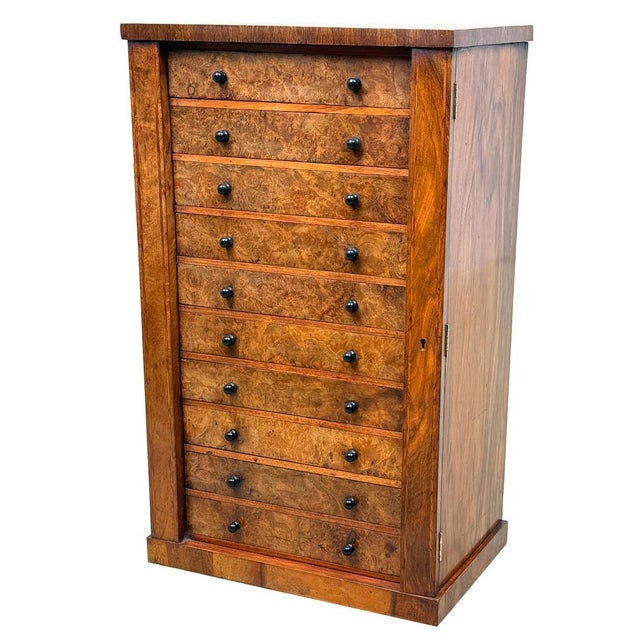 Child's Size Wellington Chest of Drawers in Burr Walnut, 1860 For Sale - Image 12 of 12