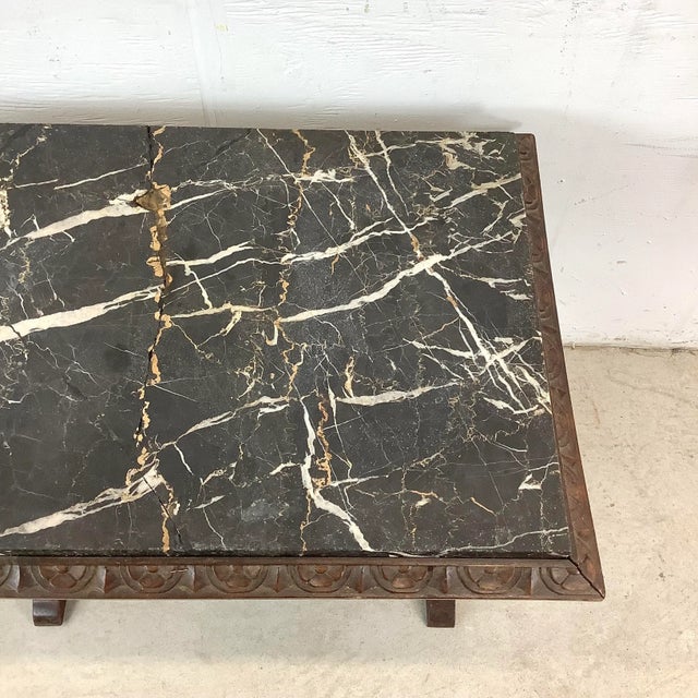Renaissance Revival Marble Top Table With Carved Base For Sale - Image 4 of 12