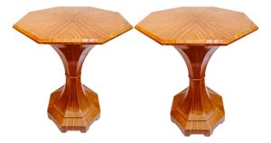 Pair of Biedermeier Style Lemonwood Tulip Side Tables by William Switzer