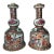 Fine Pair of Meiji Period Chinese Export Rose Medallion Porcelain Candlesticks. For Sale