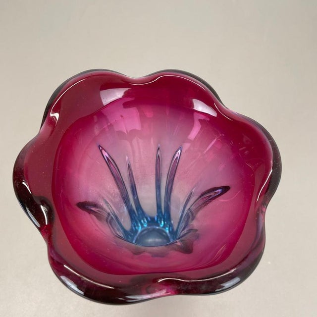 Large Sculptural Pink and Blue Murano Glass Vase, Italy, 1970s For Sale - Image 9 of 18