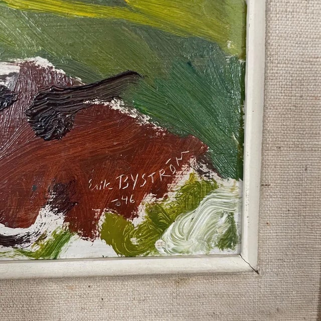 1946 Mid-Century Swedish Modernist Oil Painting by Erik Byström For Sale - Image 4 of 15