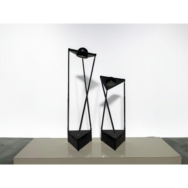 Black Pair of Ferdinand Alexander Porsche Kandido Table Lamps for Luci Italia, 1980s For Sale - Image 8 of 18