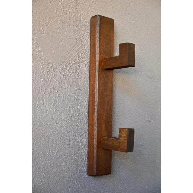 Rustic Brutalist Oak Coat Rack For Sale - Image 3 of 6