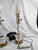 Pair of Vintage 1950s Stiffel Attributed White Ceramic Glass With Brass Banding Torchiere Table Lamp For Sale - Image 9 of 9